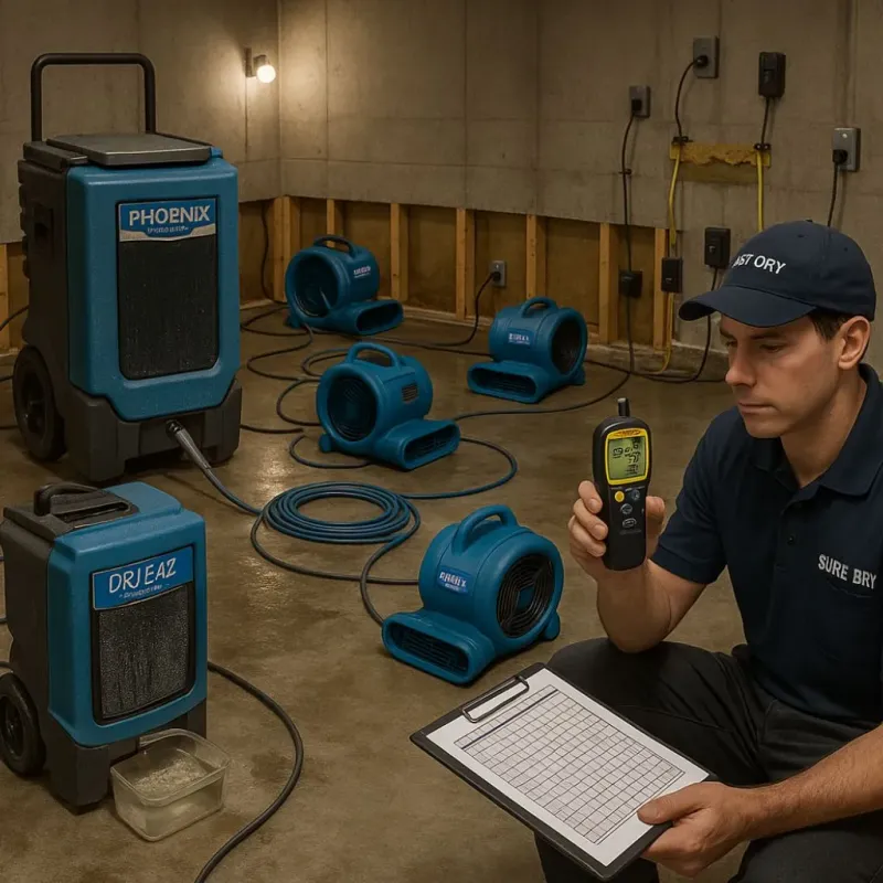 Structural Drying and Dehumidification process in Dodge Center, MN